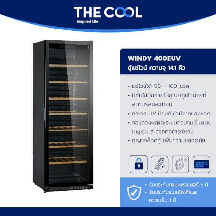 ตู้แช่ไวน์ THE COOL รุ่น WINDY 400EUV 100 ขวด  ความจุ 14.1 คิว สีดำ_2